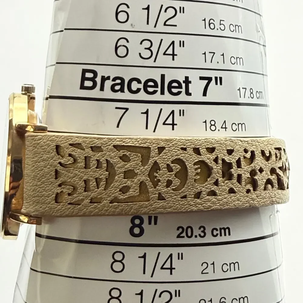 Elegant Accutime Gold-Tone Tan Leather Band Women's Watch Working